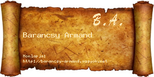 Barancsy Armand névjegykártya